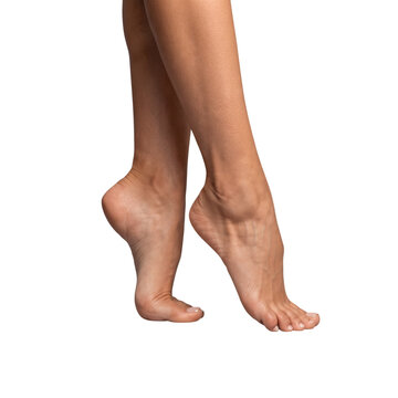 Caucasian woman legs standing on tip toes gracefully