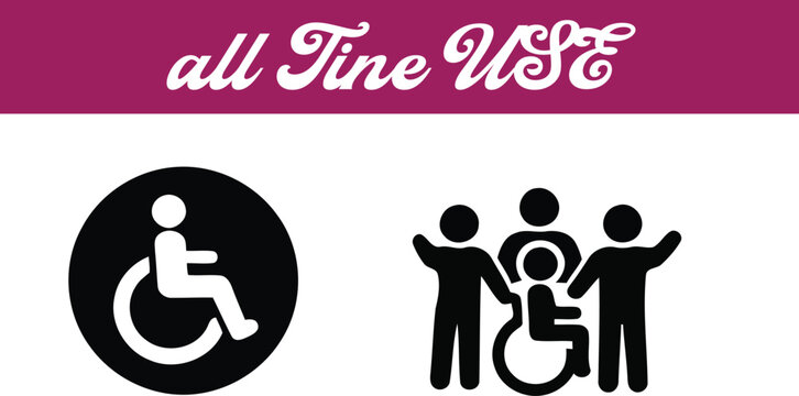 Accessibility icons featuring a wheelchair user and inclusive group symbol