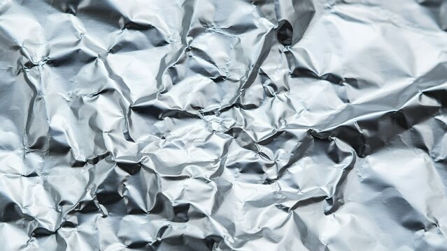Wrinkled Aluminum Foil with Reflective Surface and Textured Appearance