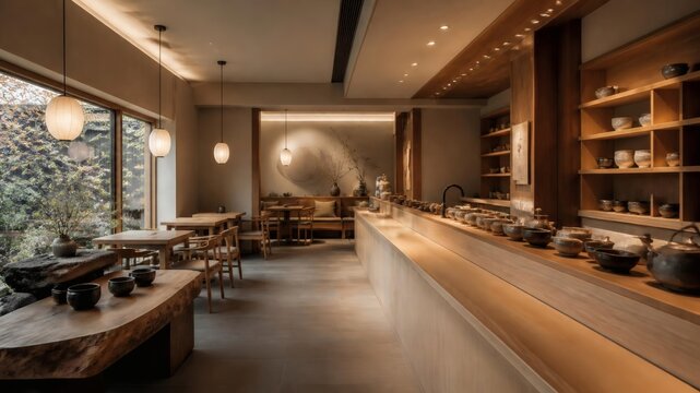 interior of japanese tea caf&eacute;