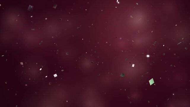 Abstract Burgundy Motion Graphics Featuring Falling Geometric Particles and Glowing Starry Light Flar
