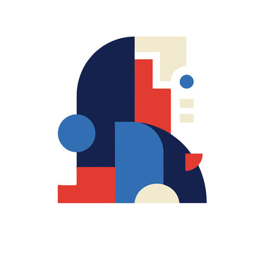 Abstract geometric composition with circles and rectangles
