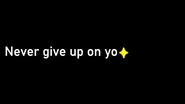Inspirational quote displayed in bright white typography against a stark black background accompanied by a single yellow sparkling star symbol emphasizing motivational themes and personal growth.