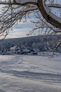 Winter landscape around Mala Upa, Giant Mountains (Krkonose), Northern Bohemia, Czech Republic