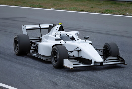 Motorsport and automotive engineering, white formula race car driving on asphalt track for professional speed competition and high performance testing