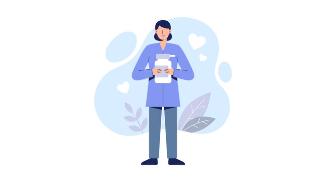 Pharmacist Holding Medicine Bottle for Healthcare and Pharmacy Concept