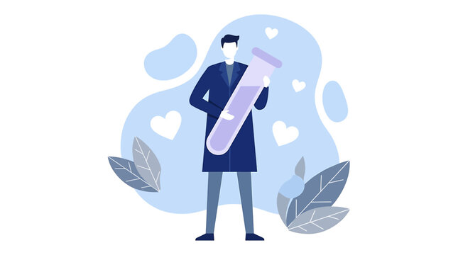 Scientist Holding Test Tube Concept Illustration