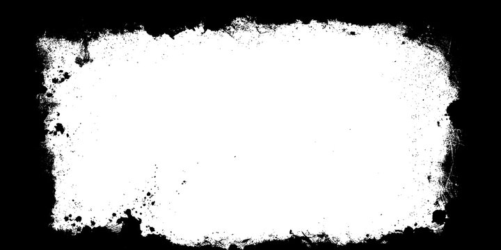 Distressed rectangular frame with rough grunge edges on a black background