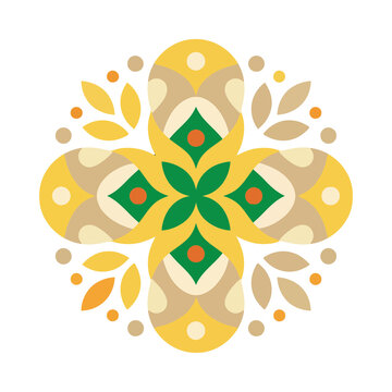 Abstract geometric floral pattern with dots