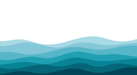 Obraz premium Abstract blue ocean wave layers background with smooth flat design curves