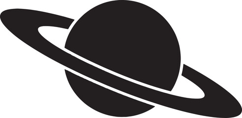 Planet saturn with rings icon for astronomy and outer space exploration vector illustration black. © Sheplob