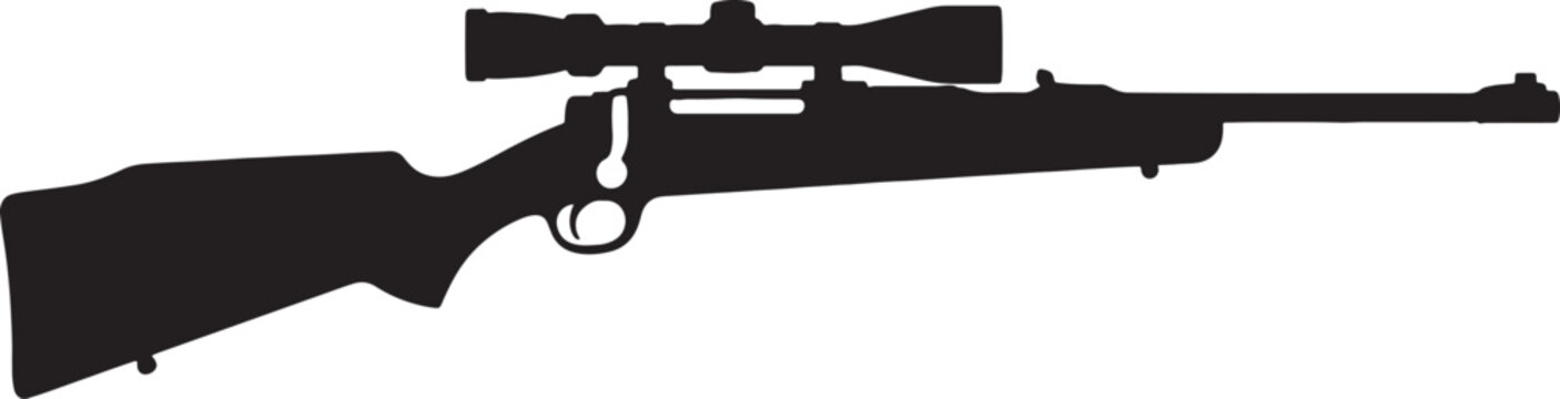Rifle silhouette with scope hunting firearm weapon precision shooting sporting gun for sport.