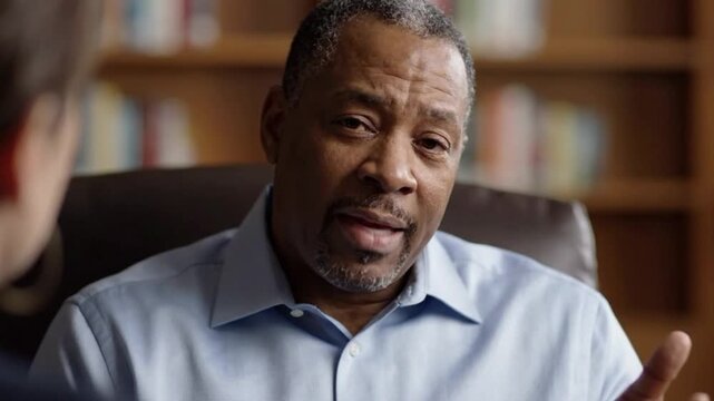 African American man shares story about gambling addiction at counseling session