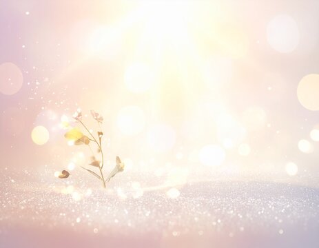 素材　背景　Dreamy pastel bokeh background with soft flower silhouette

