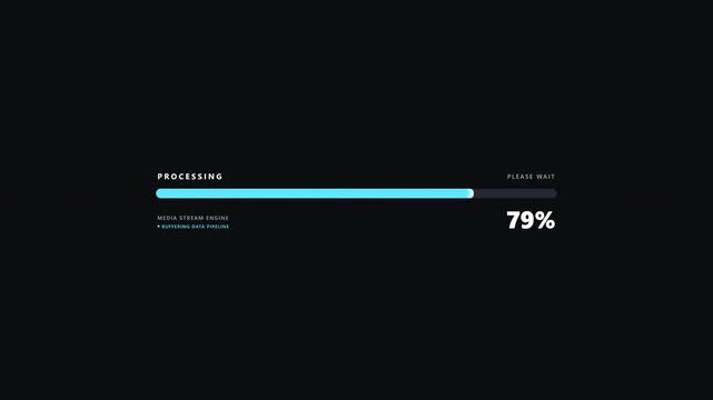 Dynamic Digital Processing Status Indicator with 79% Completion, Illustrating Data Transfer and System Workflow Progress