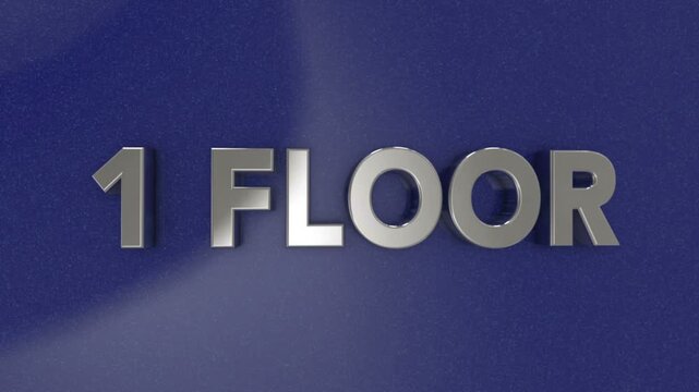 1 Floor 3D Silver Text Animation on Blue Background