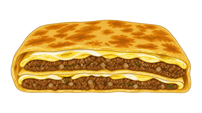 Murtabak Savory Stuffed Flatbread with Minced Meat Illustration