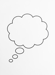 Obraz premium Simple Black Outline Thought Bubble Illustration on White Background for Creative Design and Communication