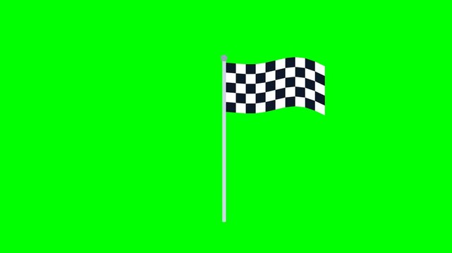 Checkered Racing Flag Waving on a Green Screen Background for Finish Line Victory Concept