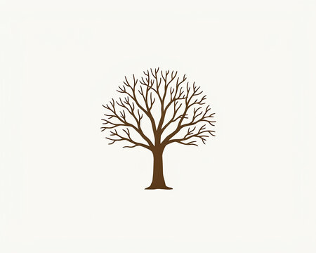 Leafless tree with few green buds standing alone