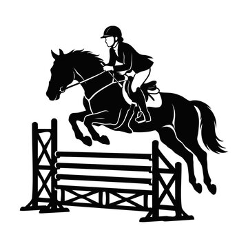 Black silhouettes melbourne cup horse jumping hurdle