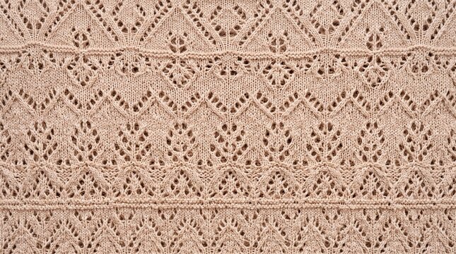 Beige Openwork Knitted Fabric Texture Background