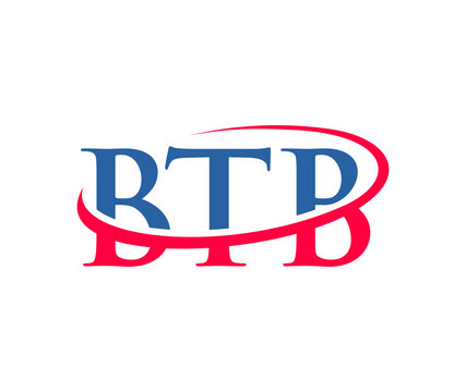 BTB logo with blue letters and a red swoosh design, creating a dynamic and professional brand identity for a company or organization.