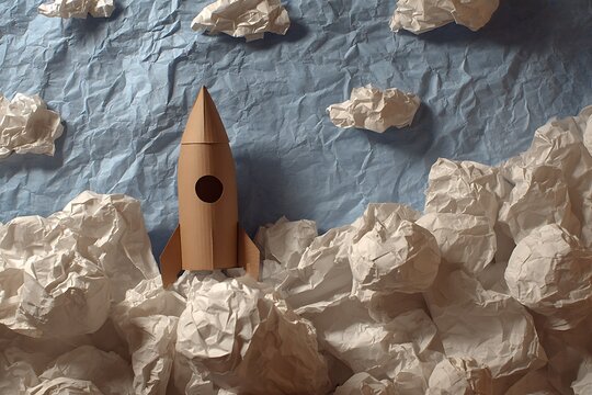handcrafted cardboard rocket