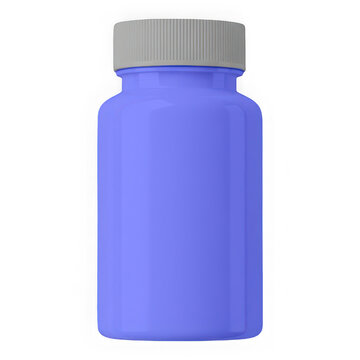 Blue pill bottle with gray cap