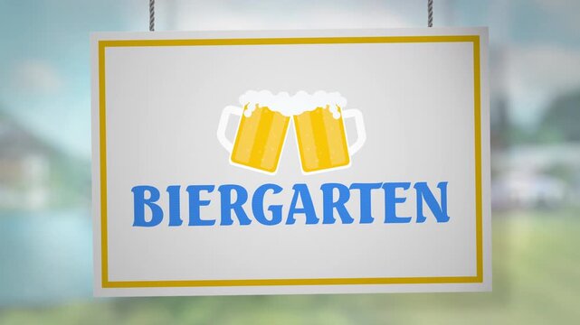Biergarten Sign Swinging with Luma Matte Key