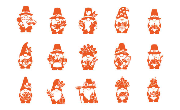 Set of cute autumn thanksgiving gnomes with harvest elements thanksgiving gnome fall harvest