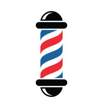 Barber pole simple design featuring classic striped salon symbol for barber shop branding, hair cutting services, grooming, shaving, and vintage style
