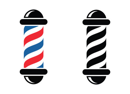 Simple barber pole vector icon for barbershop signage, haircut services, men's grooming, shaving, salon branding, and traditional barber business design