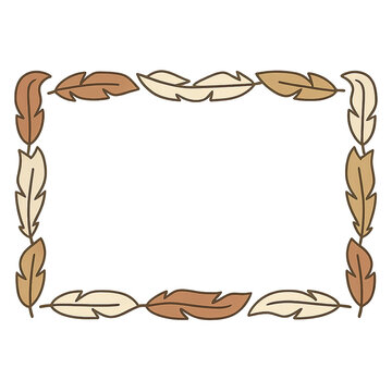 Feather border with Indigenous Peoples Day theme on transparent background