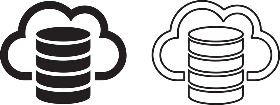 Cloud database server network storage digital technology icon