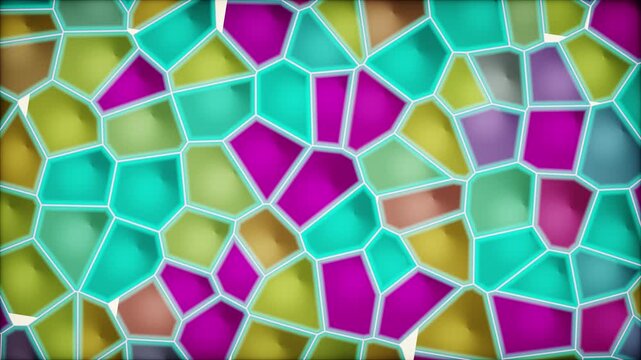 Colorful mosaic Voronoi pattern motion background animation loop
