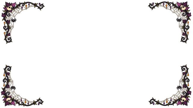 Cute Gothic Halloween Corner Frame Overlay for Spooky Kids Party Video Border