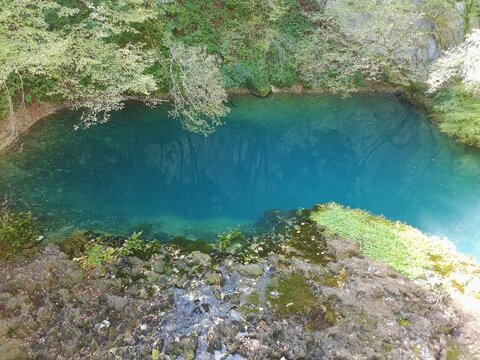 The famous source of river Una, Crystal Clear Turquoise Spring in Srb, Croatia