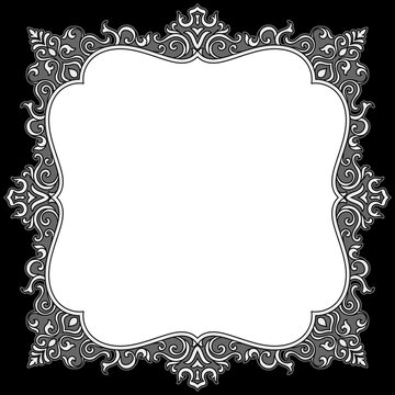 Dark black frame, vintage border, classic black elements.