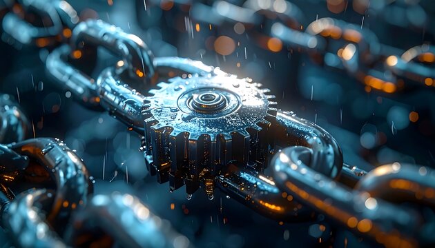 Abstract Digital Blockchain Network Connection with Gear.