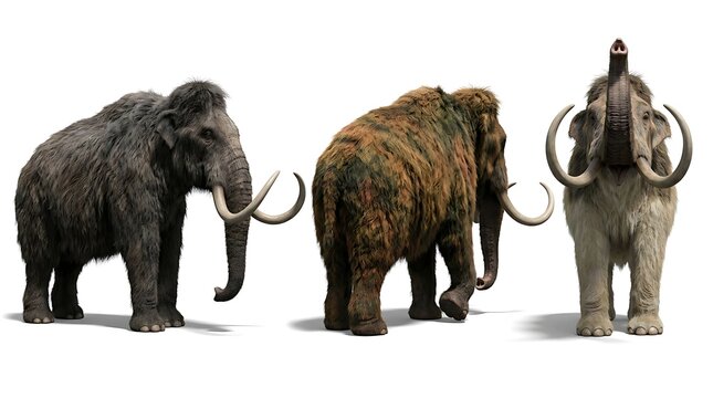Mammoth 3d Render Collection of Prehistoric Woolly Mammoths
