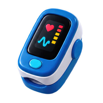 Blue digital pulse oximeter device for measuring blood oxygen saturation and heart rate levels