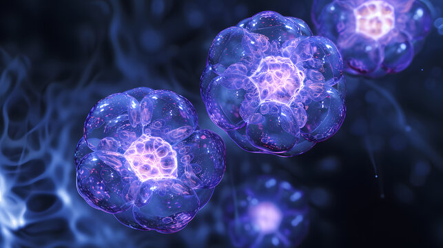 3D meiosis illustration showing chromosome division, genetic recombination, and cell development