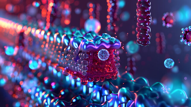 Highly detailed 3D illustration with futuristic depth, digital elements, and vivid lighting