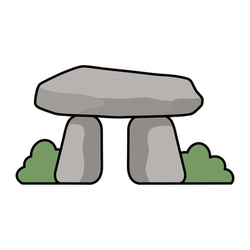 Korean prehistoric dolmen stone monument illustration