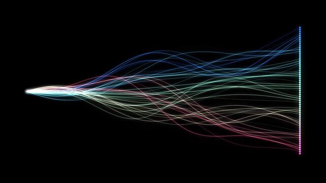 Abstract Colorful Neon Wavy Lines Motion Graphics Loop on Black Background