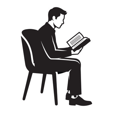 Man Sitting on Chair Reading a Book