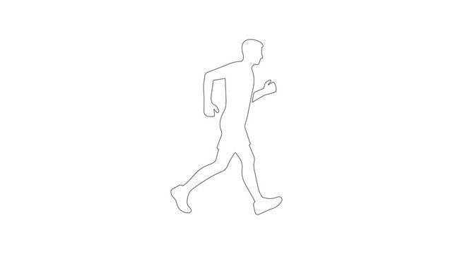 Male Jogger Athletics Competition, Active Lifestyle Endurance Motion Graphic, Isolated Loop Video