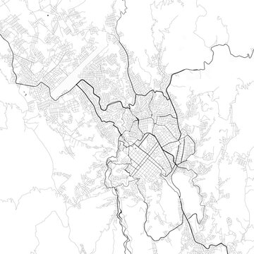 Minimal vector city map of Sucre with streets, districts and road network