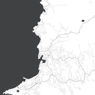 Minimal vector city map of St George's with streets, districts and road network